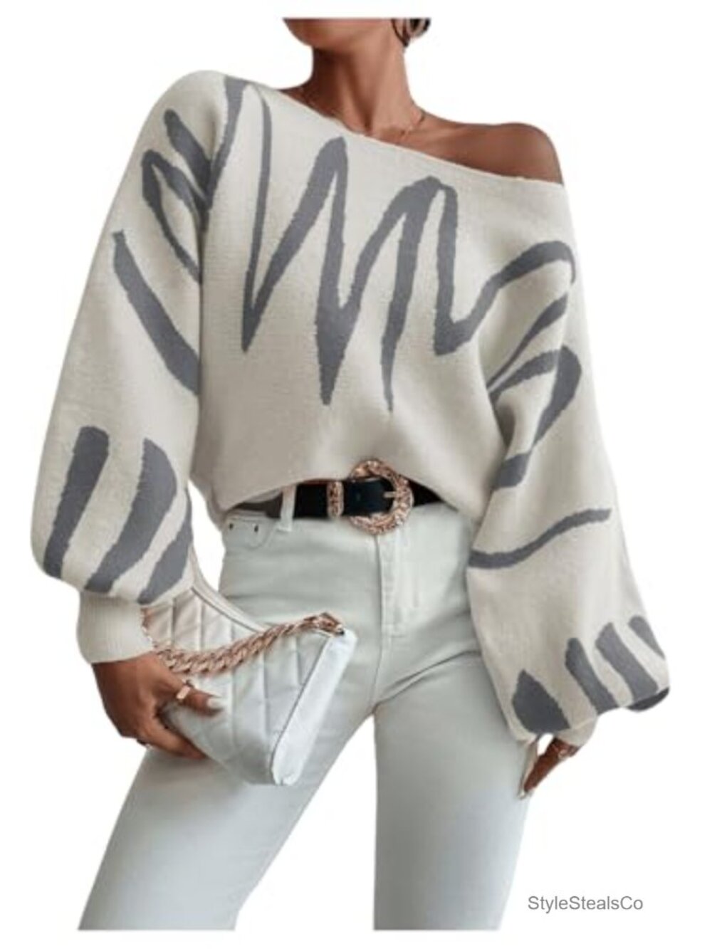 Off Shoulder Oversized Sweater Long Sleeve Knit Pullover Top